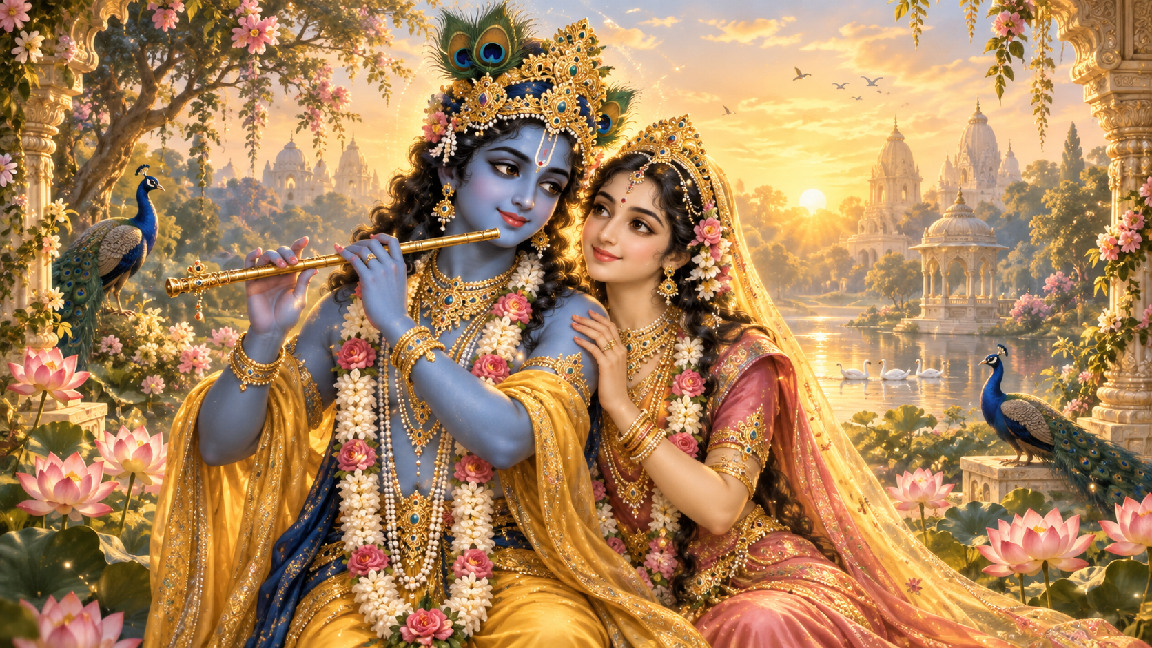 Kṛṣṇa és Rādhā Vṛndāvana arany fényében
