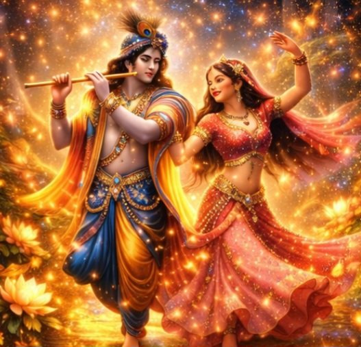 Rādhā és Kṛṣṇa táncolnak